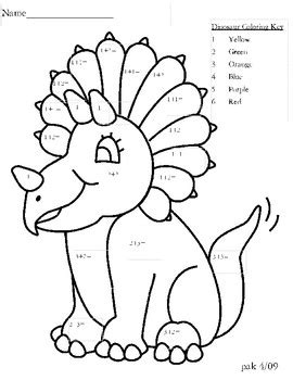 Dinosaur Number Coloring Page by Patricia Anne | TpT