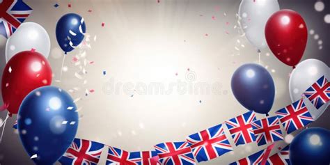 Background With The Image Of Balloons With A Painted Union Jack Flag Of