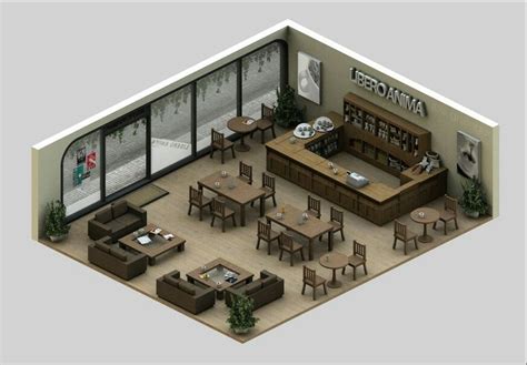 Cafe Layout Floor Plan 3d