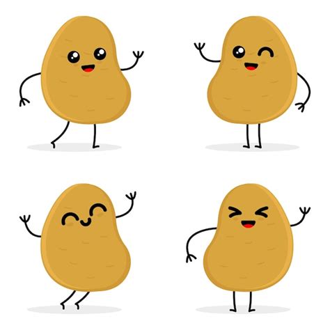 Premium Vector Cute Potato Character Cartoon Vector Illustration Set