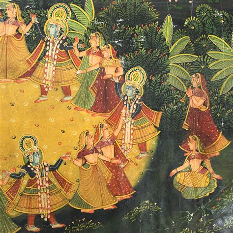Handmade Multicolored Raas Leela Pichwai Painting