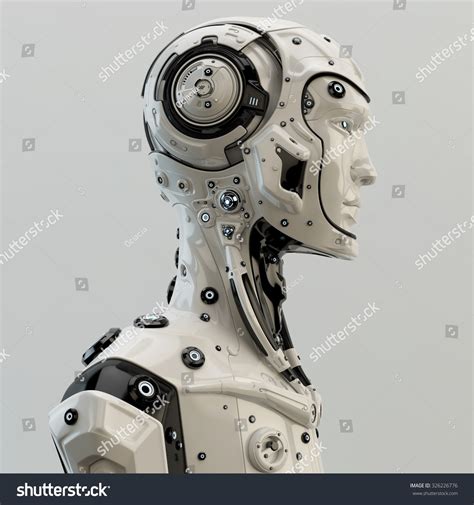 Futuristic Cyborg In Profile Side Render Of Stylish