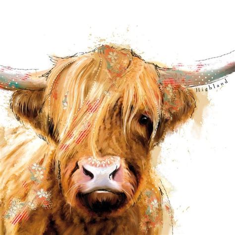 Lola Design Highland Cow Fine Art Print Highland Cow Art Cow Art