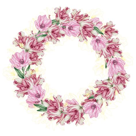 Watercolor Floral Botanical Pink Tulip 13182833 Png