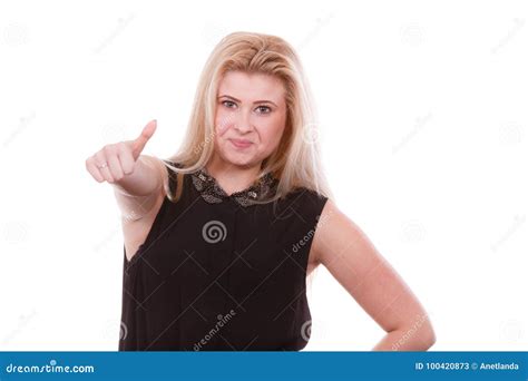 Smiling Blonde Woman Making Thumb Up Gesture Stock Image Image Of