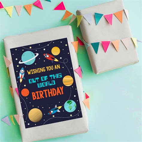 Space Happy Birthday Card Digital Download Outer Space Etsy