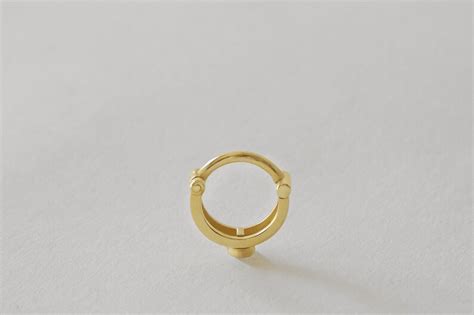 Wide Septum Nose Ring Made Of 14k Gold Set With Natural White Etsy