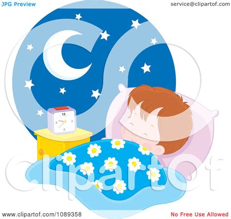 Clipart Boy Sleeping At Night Royalty Free Vector Illustration By