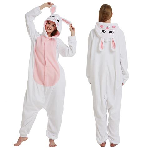 White Bunny Onesie Pajamas For Adult And Teens Animal Onesies