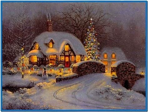 Snowy Christmas Cottage Screensaver Download Free