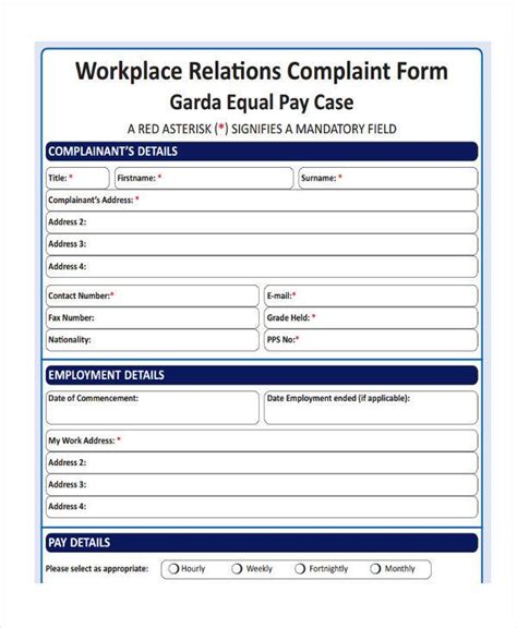 FREE Sample Workplace Complaint Forms In PDF MS Word