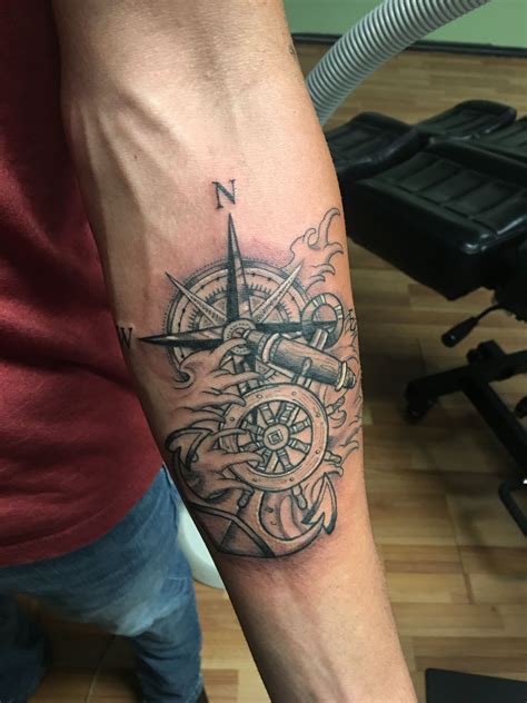 Ship Wheel Compass Anchor Tattoos For Guys Hand Tattoos Rose