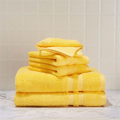 Mainstays Performance Solid 6 Piece Bath Towel Set Sunray Yellow