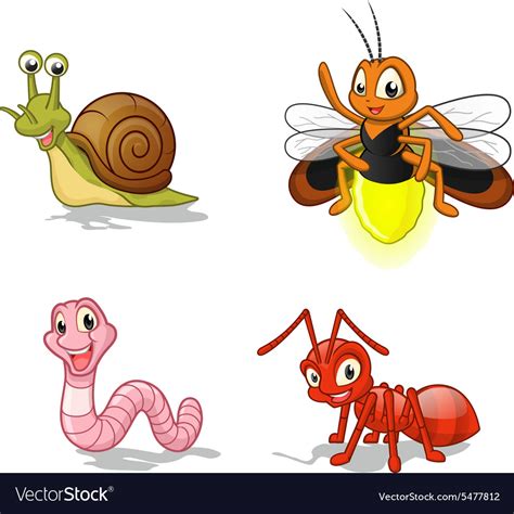 Insect Cartoon Character Pack Three Royalty Free Vector