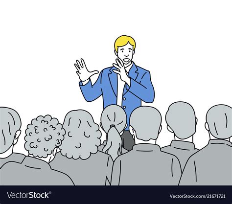 Man Speaks To Audience Hand Drawn Royalty Free Vector Image