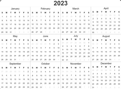 editable 2023 yearly calendar landscape free printable templates aria calendars white