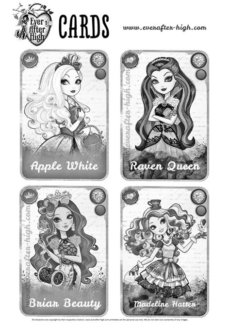 1124 x 1600 file type: Ever After High character cards coloring pages | Ever ...