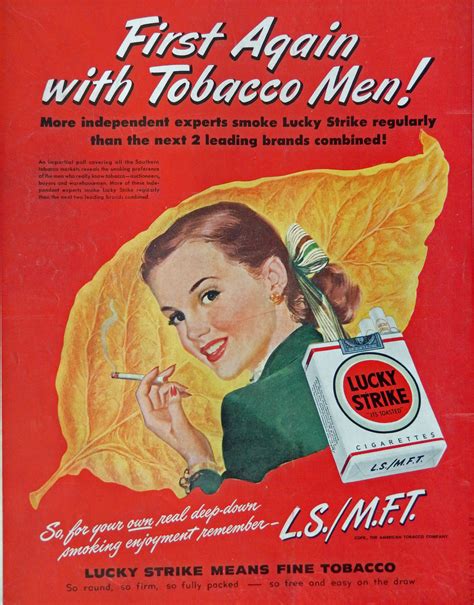 Lucky Strike Cigarettes 40s Vintage Print Ad Color Illustration