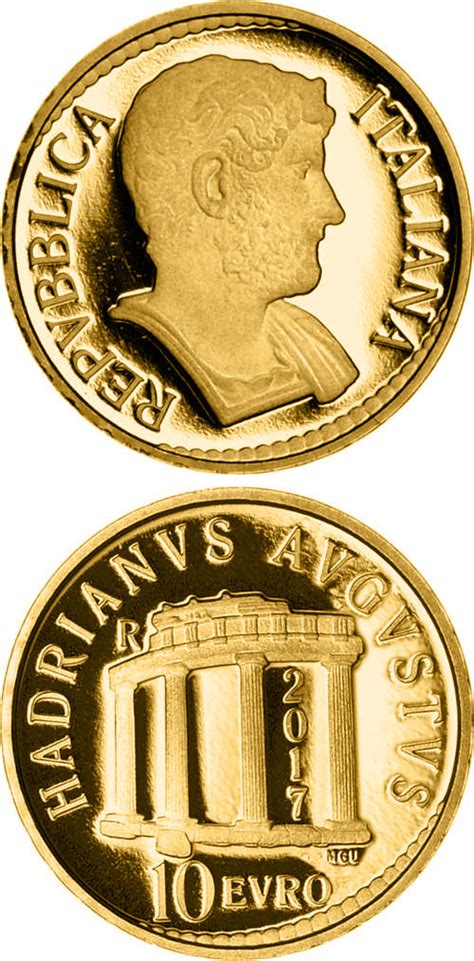10 Euro Coin Roman Emperor Adriano Italy 2017