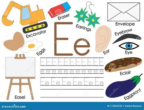 Letra E Alfabeto Inglés Conecte Los Puntos Juego Educativo Ilustración