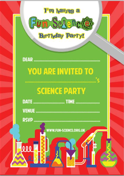 Science Party Invitations Free Printable