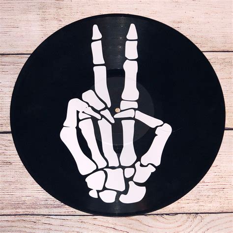 Skeleton Hand Peace Sign Vinyl Record Art Wall Décor Etsy