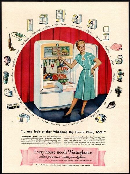 1947 westinghouse refrigerator housewife kitchen appliances vintage ad ebay