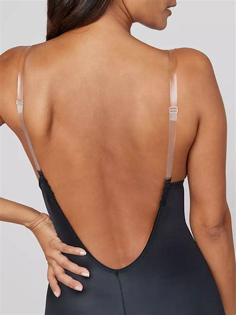 Spanx Suit Your Fancy Plunge Low Back Mid Thigh Bodysuit Black At John Lewis And Partners