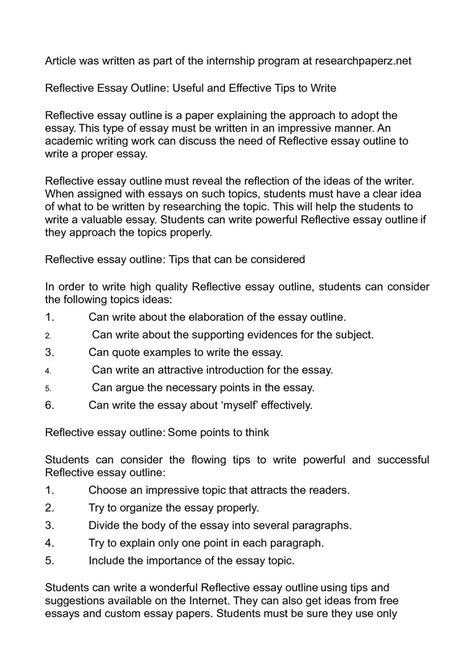 Calaméo Reflective Essay Outline Useful And Effective Tips To Write
