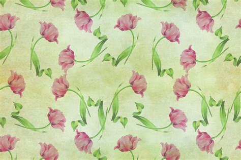 Floral Tulips Wallpaper Vintage Free Stock Photo Public