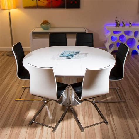 And that's just the table. Dining Set White Gloss Round / Oval Extending Table + 6 ...