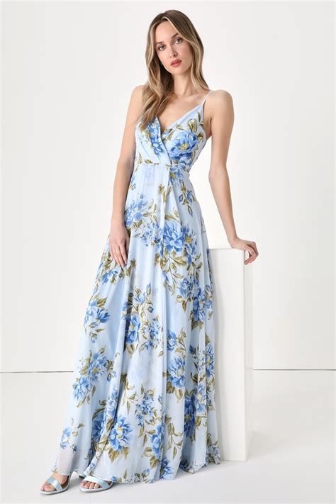 Light Blue Dress Sleeveless Maxi Dress Floral Maxi Dress Lulus