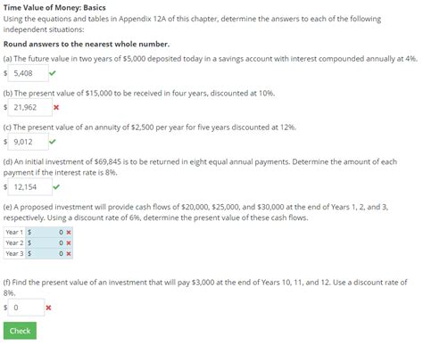 Solved Time Value Of Money Basics Using The Equations And