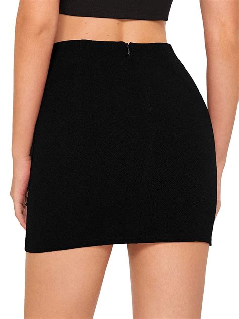 SheIn Women S Casual Floral Embroidered Bodycon Short Mini Skirt EBay