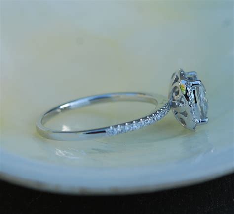 White Sapphire Engagement Ring Cushion Cut Sapphire Ring Square