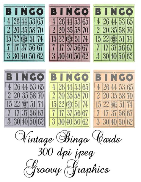 Vintage Bingo Atc Aceo Cards Digital Collage Sheet Card Making