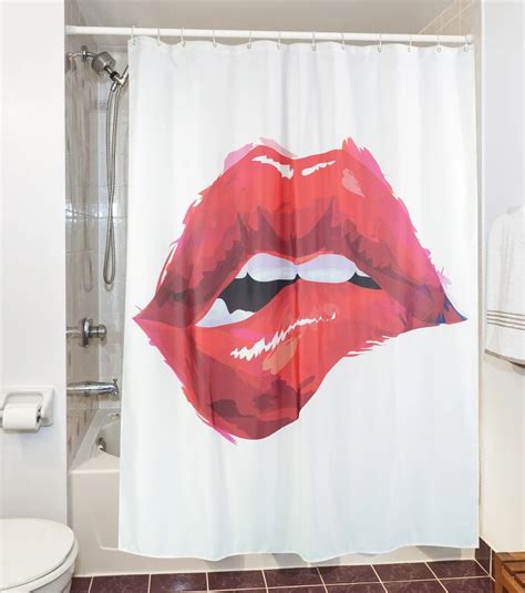 D Modern Sexy Red Lip Bathroom Shower Curtain Waterproof Polyester