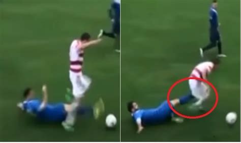 Footballer Loses Testicle In Tackle Video Shows Opponent Kicking Players Groin Instead Of Ball