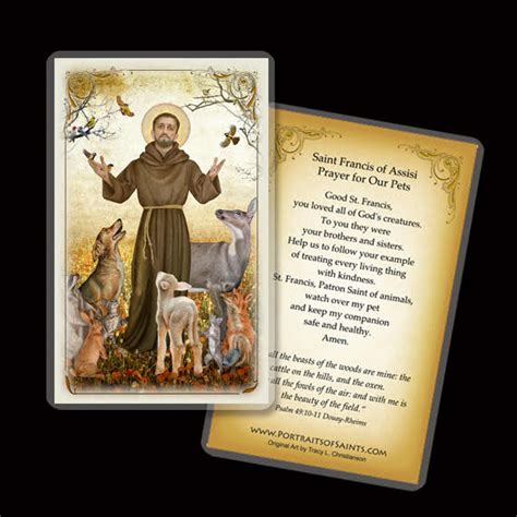 St Francis Of Assisi And Animals Holy Card Portraits Of Saints