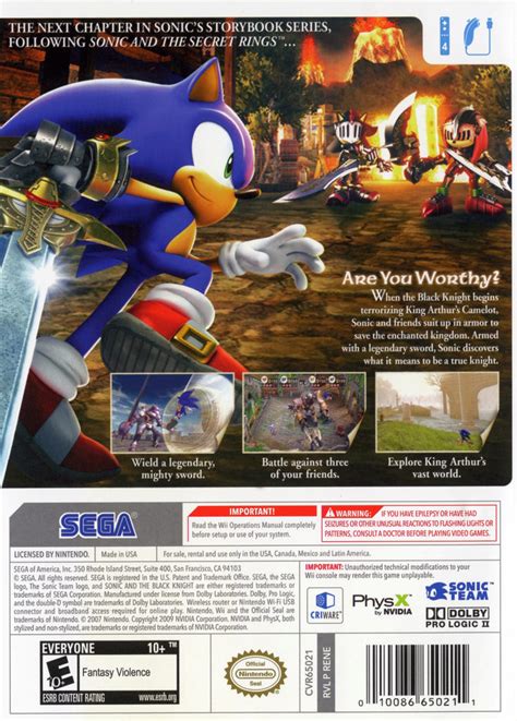 Sonic And The Black Knight Nintendo Wii Game