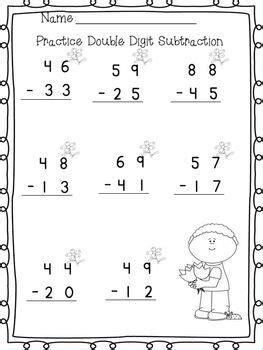Line up the numbers according to place value taking care to place the bigger 1st grade math. Double Digit Adding & Subtracting w/ NO regrouping Spring ...