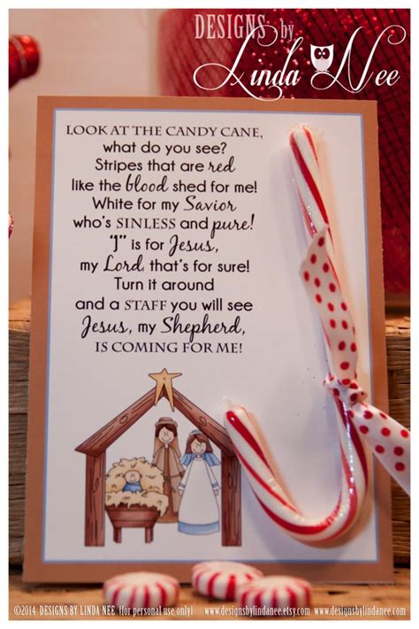 Legend Of The Candy Cane Nativity Card Printable Christian Etsy