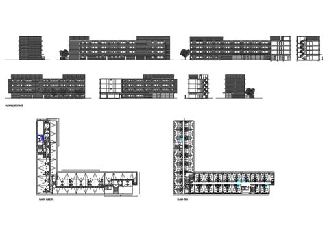 Multi Story Luxuries Hotel All Sided Elevation And Section Details Dwg File