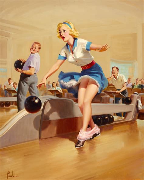 Vintage Pinup Girl Damsel In Distress Bowling Woes Art Etsy