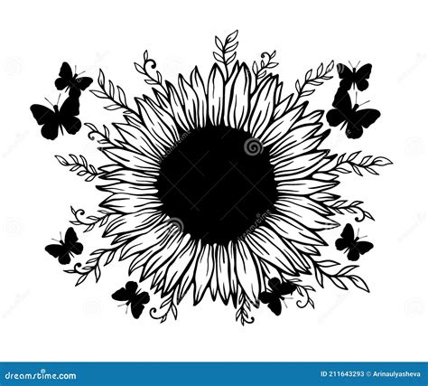 Sunflower And Butterfly Cartoon Vector 14107489