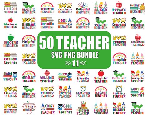 50 Teacher Svg Bundle Teacher Colorful Quate Back To School Etsy