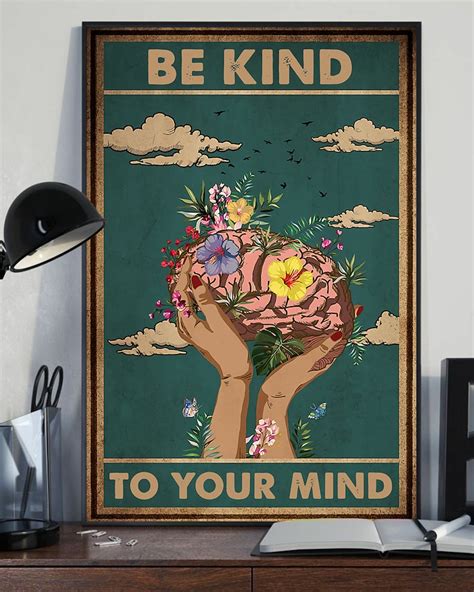 Be Kind To Your Mind Vintage Poster Mental Health Poster Etsy