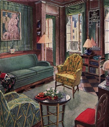 In home decor 2021 copper and brass are a priority in decoration tips. 1929 Modern Living Room by Karpen | Flickr - Photo Sharing!