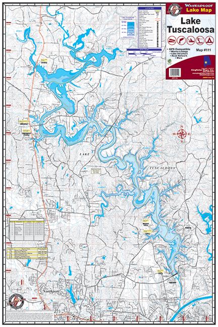 Lake Tuscaloosa Waterproof Map 111 Kingfisher Maps Inc