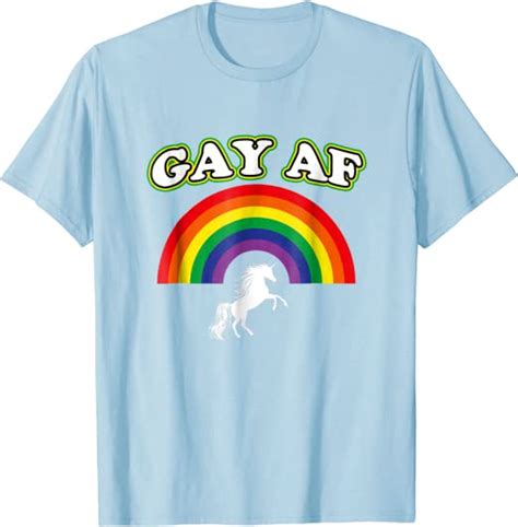 Amazon Com Gay Pride T Shirt GAY AF Shirt With Rainbow And Unicorn